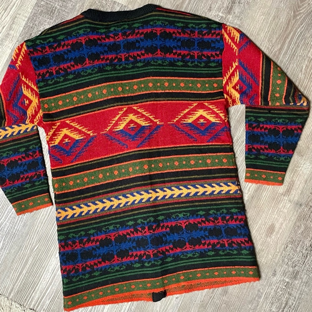 Vintage 1990s Kathryn Deene New York Wool Blend Western Knit Cardigan - Picture 11 of 12
